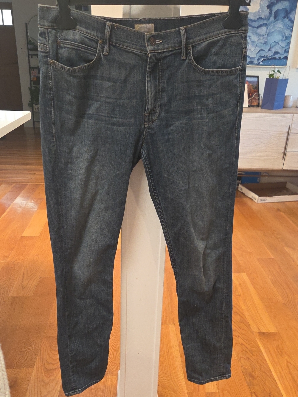 Mother Womens The Muse Slim Fit Mid-Rise Ankle Dark Wash Denim Blue Jeans (32W)